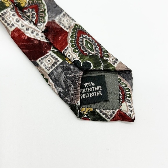 Vintage Mickey Unlimited Disney Mickey Mouse Necktie Paisley‎ Cartoon Red Gray - Picture 4 of 4